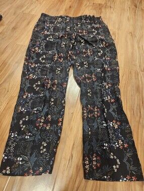 Jules & Leopold Black Floral Straight-Leg Jeans Size Medium